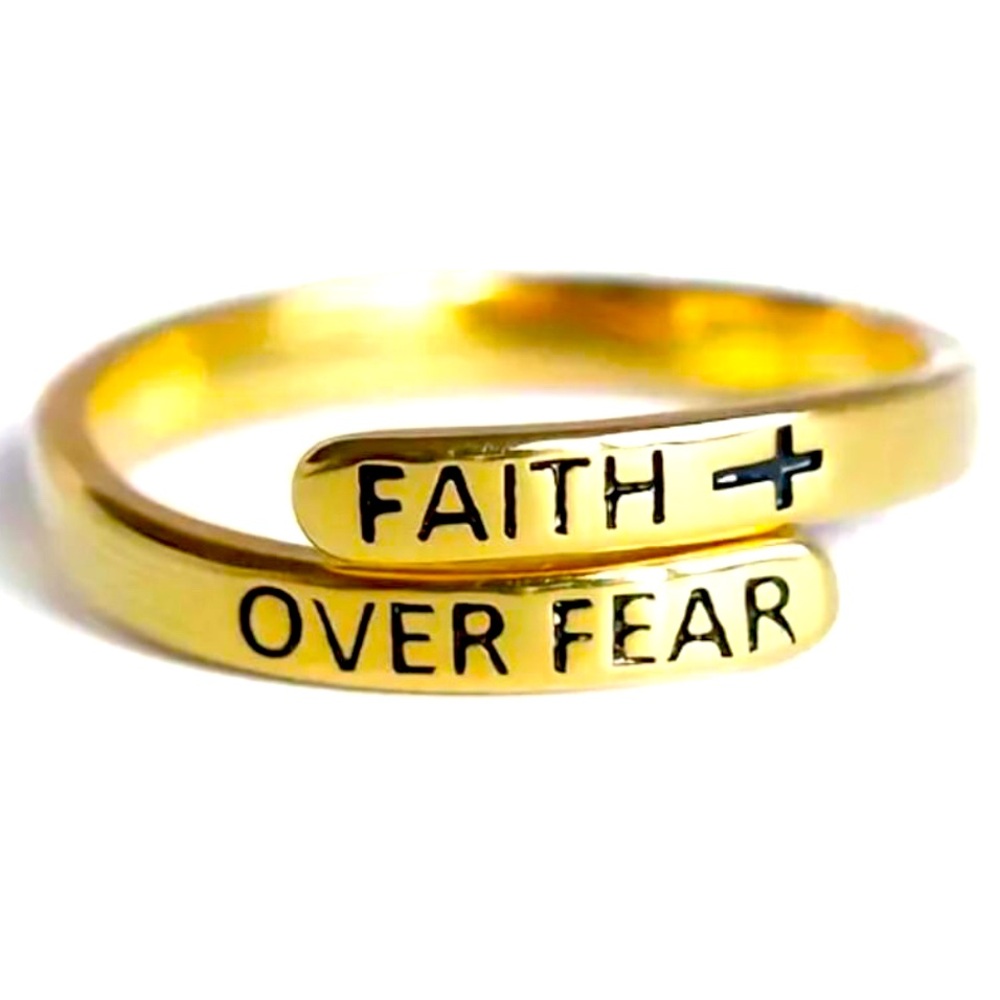 NEW Faith Over Fear Cross Adj Ring